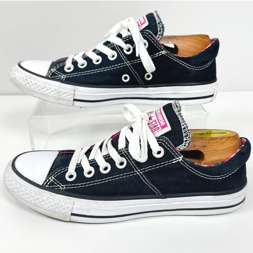 Converse Chuck Taylor All Star Low Black Pink Plaid Sneakers 555323F Womens 7